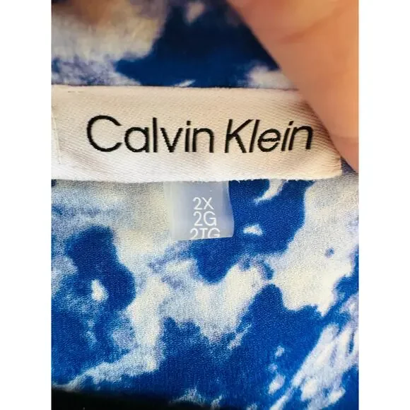 Calvin Klein Blue/White Blouse Size 2X - Picture 3 of 3